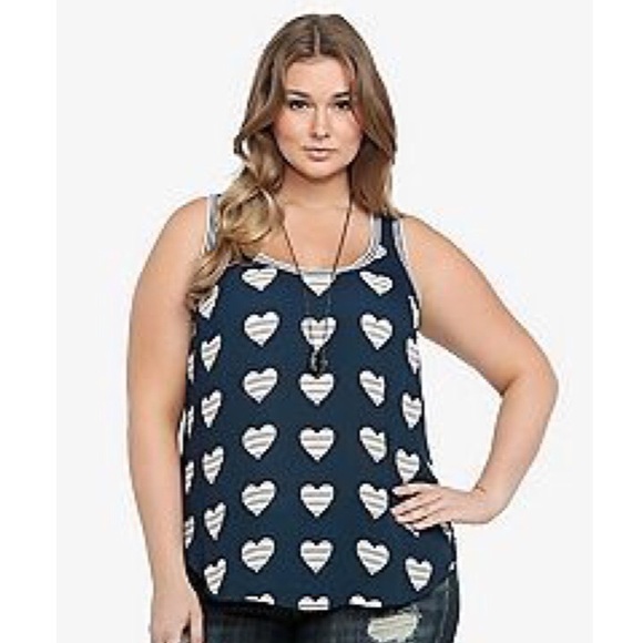 Torrid striped heart sleeveless blouse